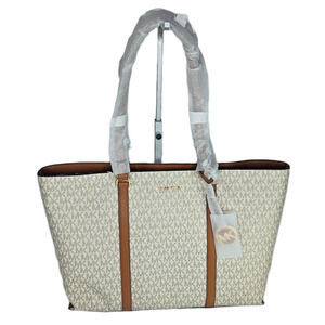 Michael Kors Temple XL Tote Vanilla/Acorn NWT